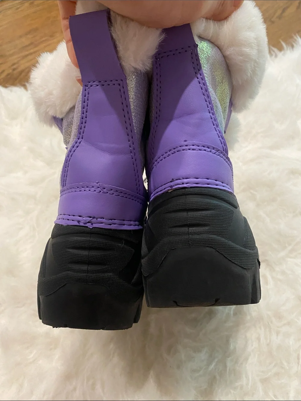 Kids' Purple Faux-Fur Winter Rain & Snow Boots - Waterproof Grip